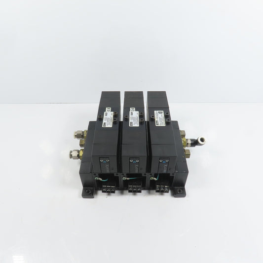 Parker F52VXBG023A 3 Pneumatic Directional Valve Bank & Manifold 120V Coil
