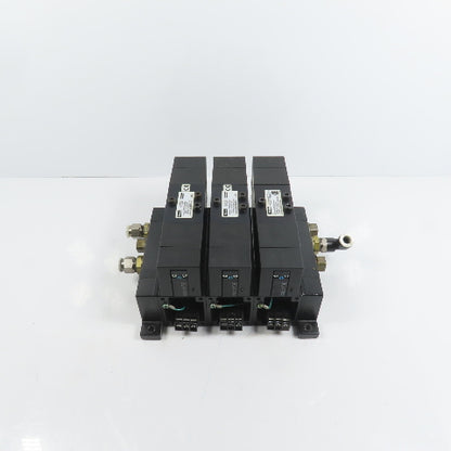 Parker F52VXBG023A 3 Pneumatic Directional Valve Bank & Manifold 120V Coil