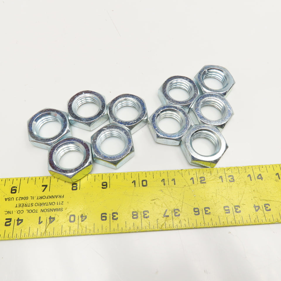1"-8 Zinc Coated Hex Jam Nut Lot Of 10