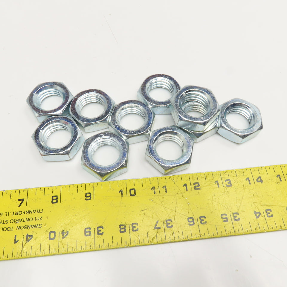 1"-8 Zinc Coated Hex Jam Nut Lot Of 10