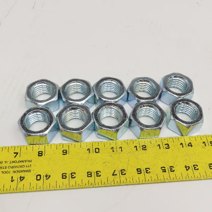 1"-8 Zinc Coated Hex Nut Lot Of 10