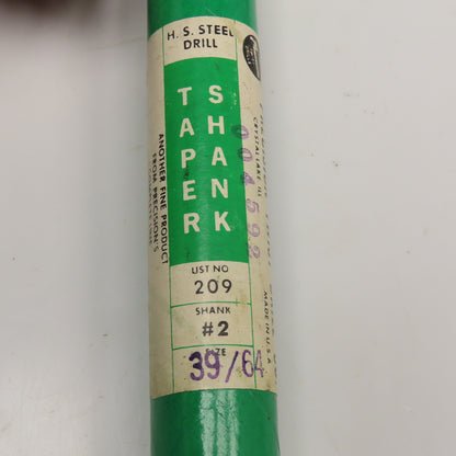 Precision Twist Drill 39/64" HSS 2 Flute Twist Drill MT2 Taper NOS