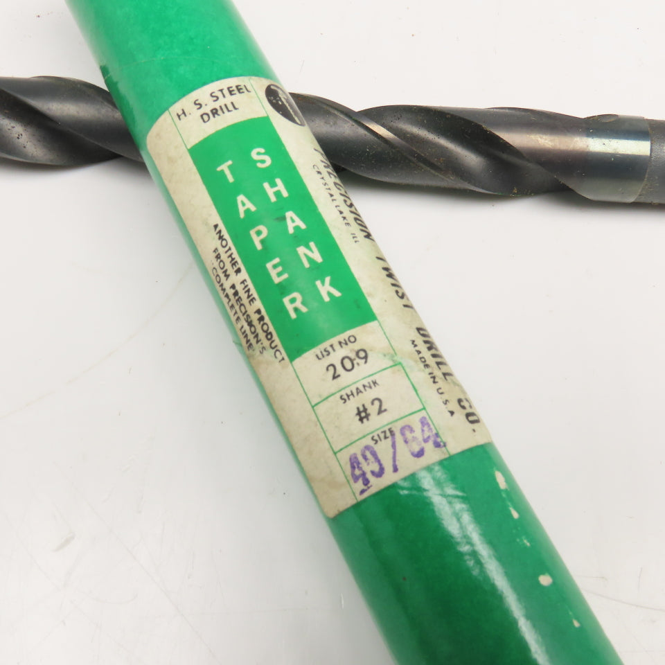 Precision Twist Drill 49/64" HSS 2 Flute Twist Drill MT2 Taper NOS