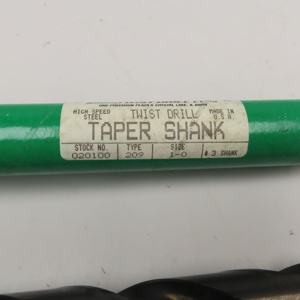 Precision Twist Drill 1" HSS 2 Flute Twist Drill MT3 Taper NOS