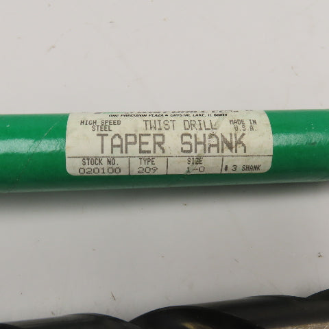 Precision Twist Drill 1" HSS 2 Flute Twist Drill MT3 Taper NOS