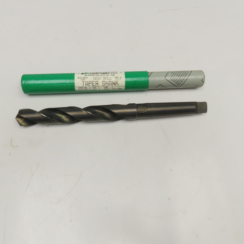 Precision Twist Drill 1" HSS 2 Flute Twist Drill MT3 Taper NOS