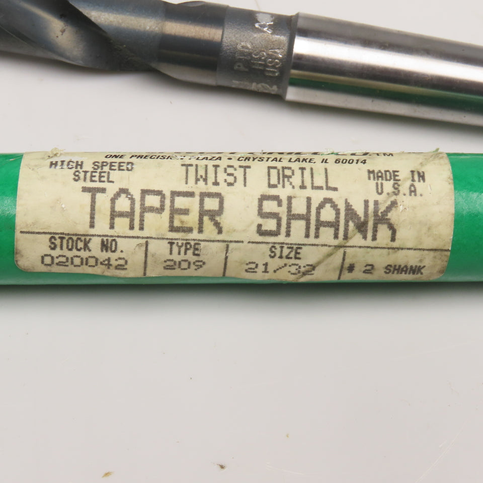 Precision Twist Drill 21/32" HSS 2 Flute Twist Drill MT2 Taper NOS