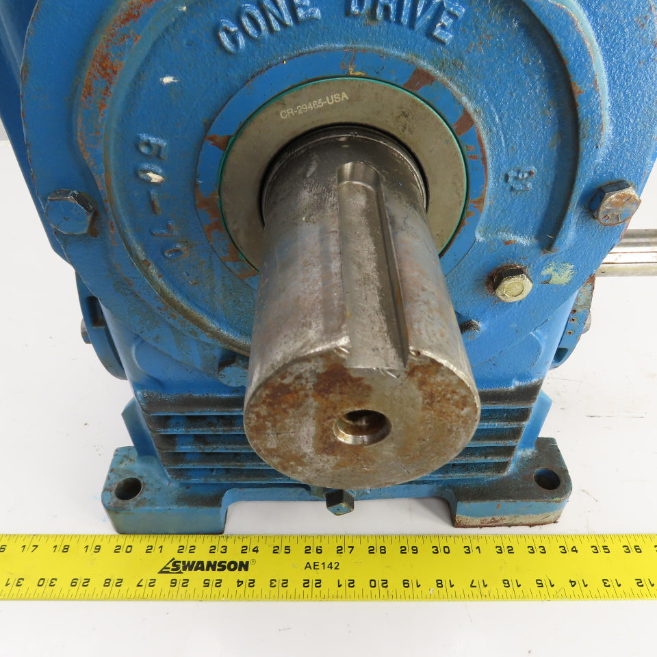 Textron HU50-3 Cone Drive 70:1 Ratio Dual Shaft Gear Reducer 25RPM Out 1.5"