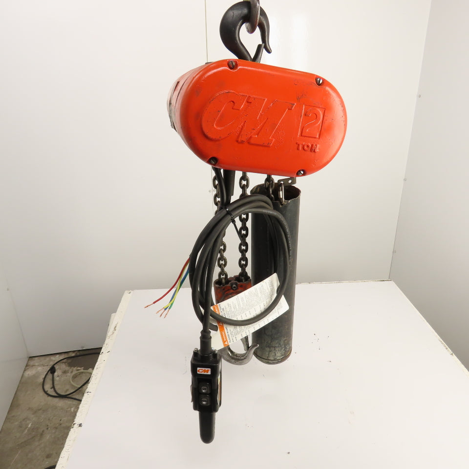 CM Lodestar Model RR 2 Ton 4000LB Electric Chain Hoist 15' Lift 16FPM 230/460V