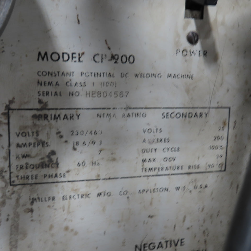 Miller MIG Welder 230/460V 3PH W/ Cobramatic MK-3A Wire Feeder Mig Gun & Wheels