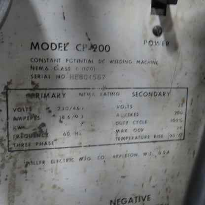 Miller MIG Welder 230/460V 3PH W/ Cobramatic MK-3A Wire Feeder Mig Gun & Wheels
