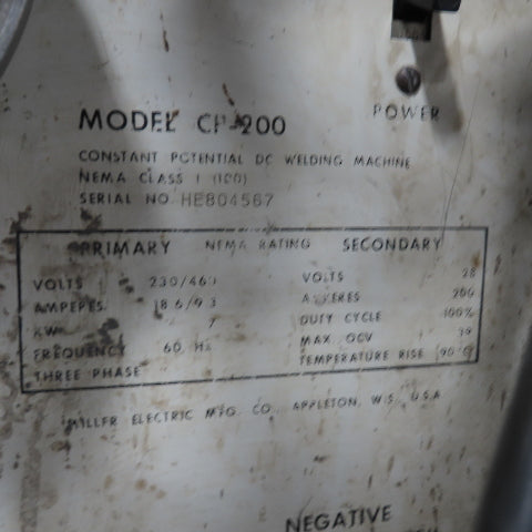 Miller MIG Welder 230/460V 3PH W/ Cobramatic MK-3A Wire Feeder Mig Gun & Wheels