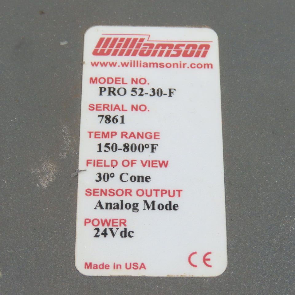 Williamson PRO 52-30-F Pyrometer Sensor 150-800°F Temp 30° Cone 24VDC