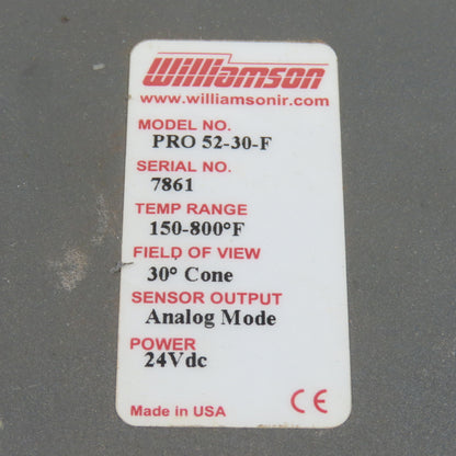 Williamson PRO 52-30-F Pyrometer Sensor 150-800°F Temp 30° Cone 24VDC