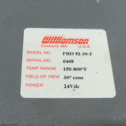 Williamson PRO 52-30-F Pyrometer Sensor 150-800°F Temp 30° Cone 24VDC