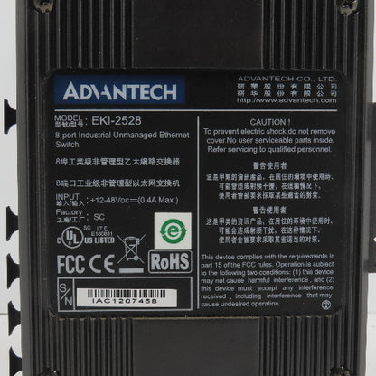 Advantech EKI-2528 8-Port Industrial Unmanaged Ethernet Switch 12-48VDC