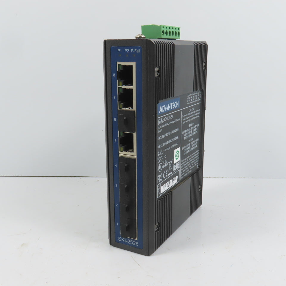 Advantech EKI-2528 8-Port Industrial Unmanaged Ethernet Switch 12-48VDC