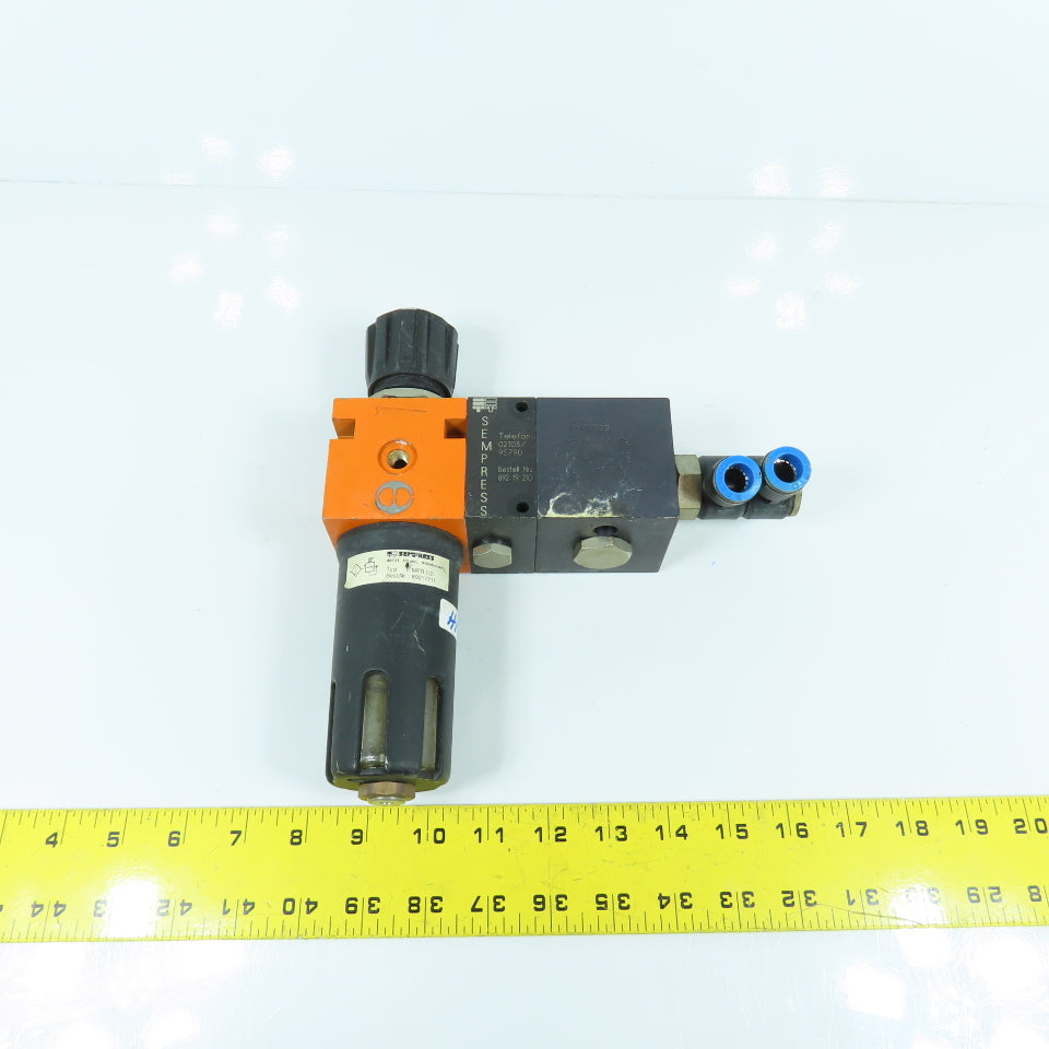 Sempress MFR 1/2 89217711 Compressed Air Regulator Filter 0-12 Bar W/ 892-19-210