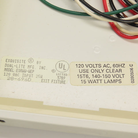 Dual Lite ESRWW-WEP Self Contained Emergency Exit Light Power Pack 120/277VAC