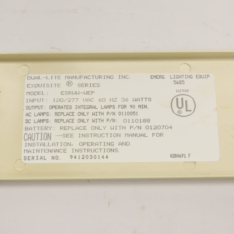 Dual Lite ESRWW-WEP Self Contained Emergency Exit Light Power Pack 120/277VAC