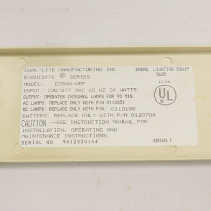 Dual Lite ESRWW-WEP Self Contained Emergency Exit Light Power Pack 120/277VAC