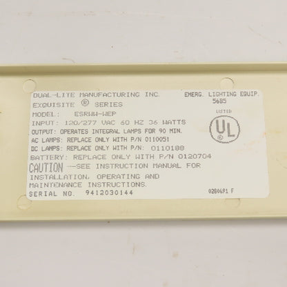 Dual Lite ESRWW-WEP Self Contained Emergency Exit Light Power Pack 120/277VAC