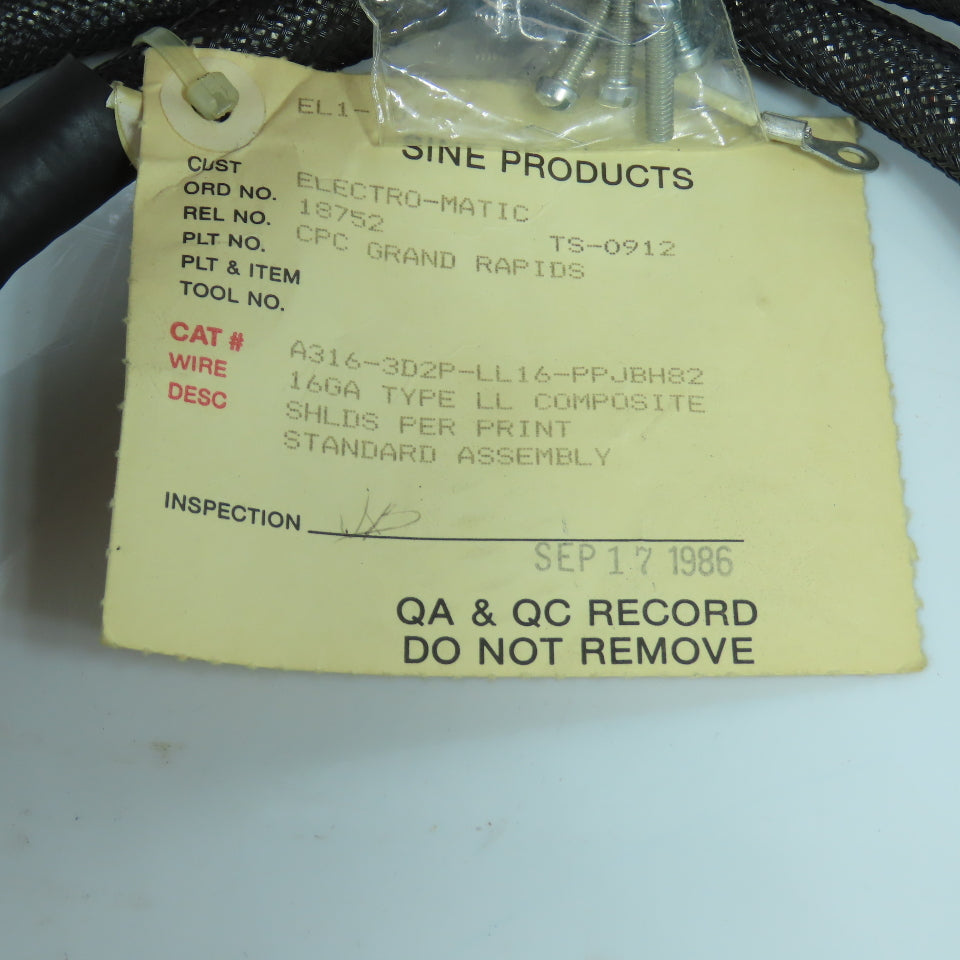 Sine Products A316-3D2P-LL16-PPJBH82 16GA Type LL Composite Cable Assembly