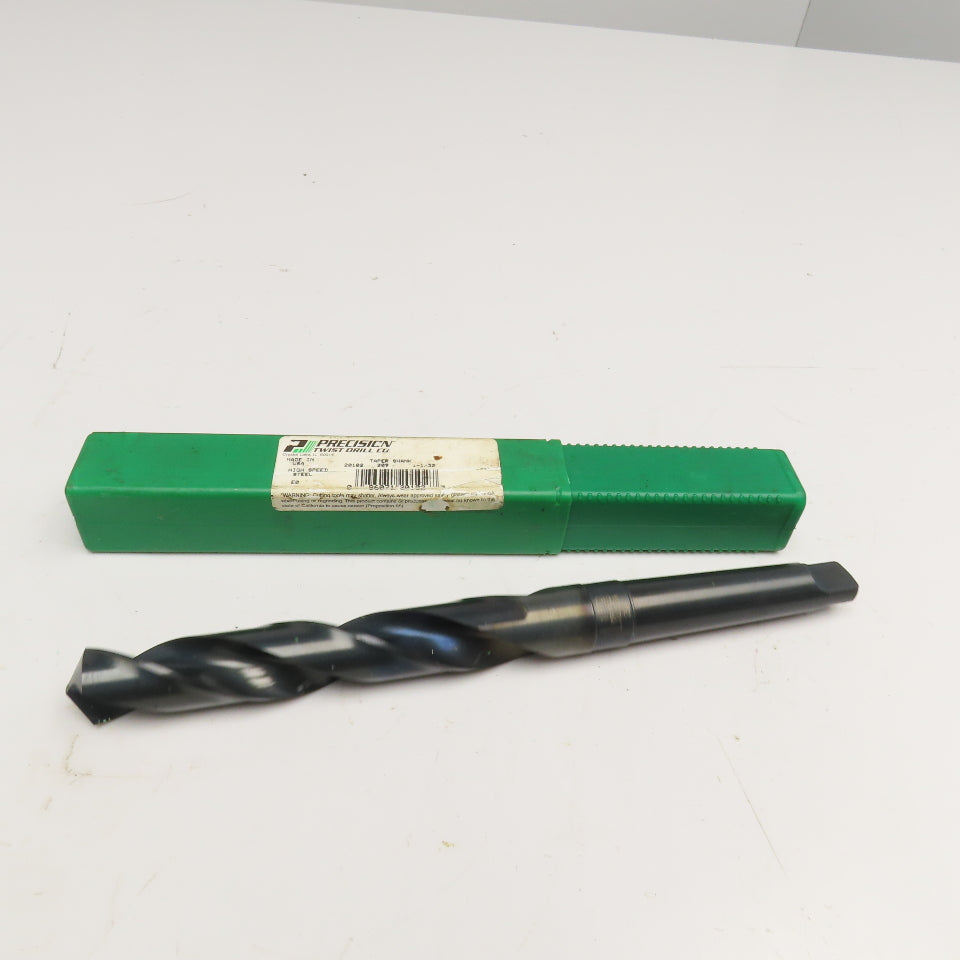 Precision Twist Drill 1-1/32" Diam. 2 Flute Drill Bit MT3 Shank 118° 11-1/2" OAL