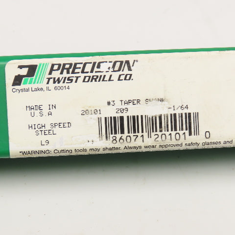 Precision Twist Drill 1-1/64" Diam. 2 Flute Drill Bit MT3 Shank 135° 11-1/2" OAL