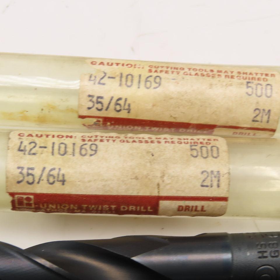Union Twist Drill 35/64" Diam. 2 Flute Drill Bit MT2 Shank 9" OAL Lot Of 2
