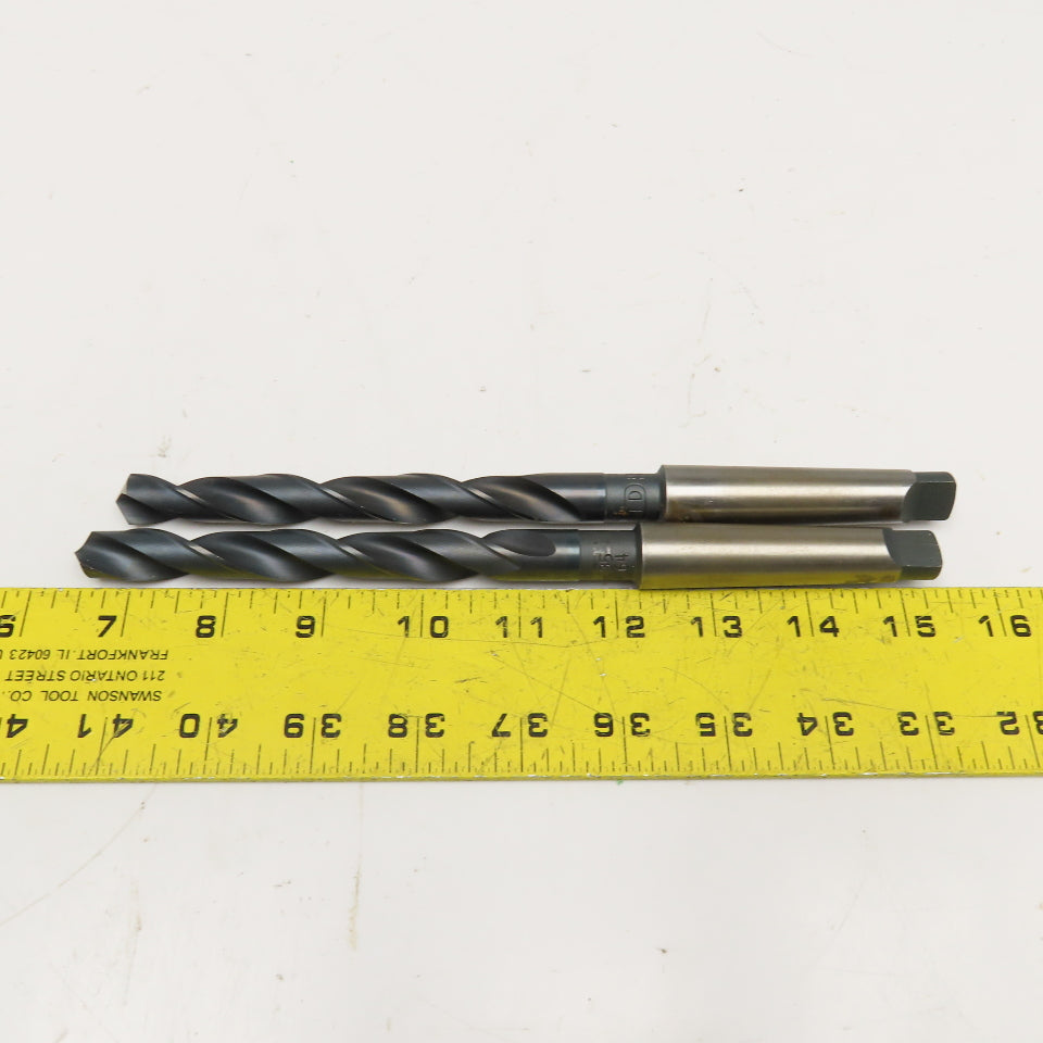 Union Twist Drill 35/64" Diam. 2 Flute Drill Bit MT2 Shank 9" OAL Lot Of 2