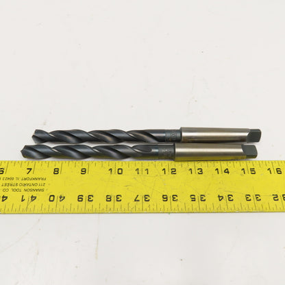 Union Twist Drill 35/64" Diam. 2 Flute Drill Bit MT2 Shank 9" OAL Lot Of 2
