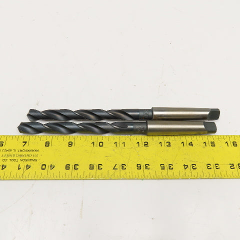 Union Twist Drill 35/64" Diam. 2 Flute Drill Bit MT2 Shank 9" OAL Lot Of 2
