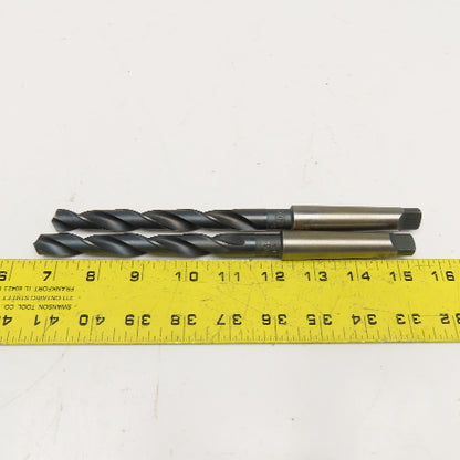Union Twist Drill 35/64" Diam. 2 Flute Drill Bit MT2 Shank 9" OAL Lot Of 2