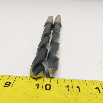 Union Twist Drill 35/64" Diam. 2 Flute Drill Bit MT2 Shank 9" OAL Lot Of 2