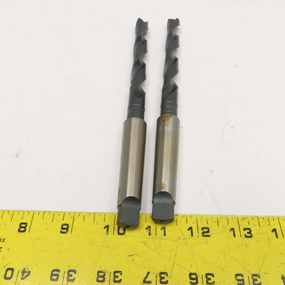 Union Twist Drill 35/64" Diam. 2 Flute Drill Bit MT2 Shank 9" OAL Lot Of 2
