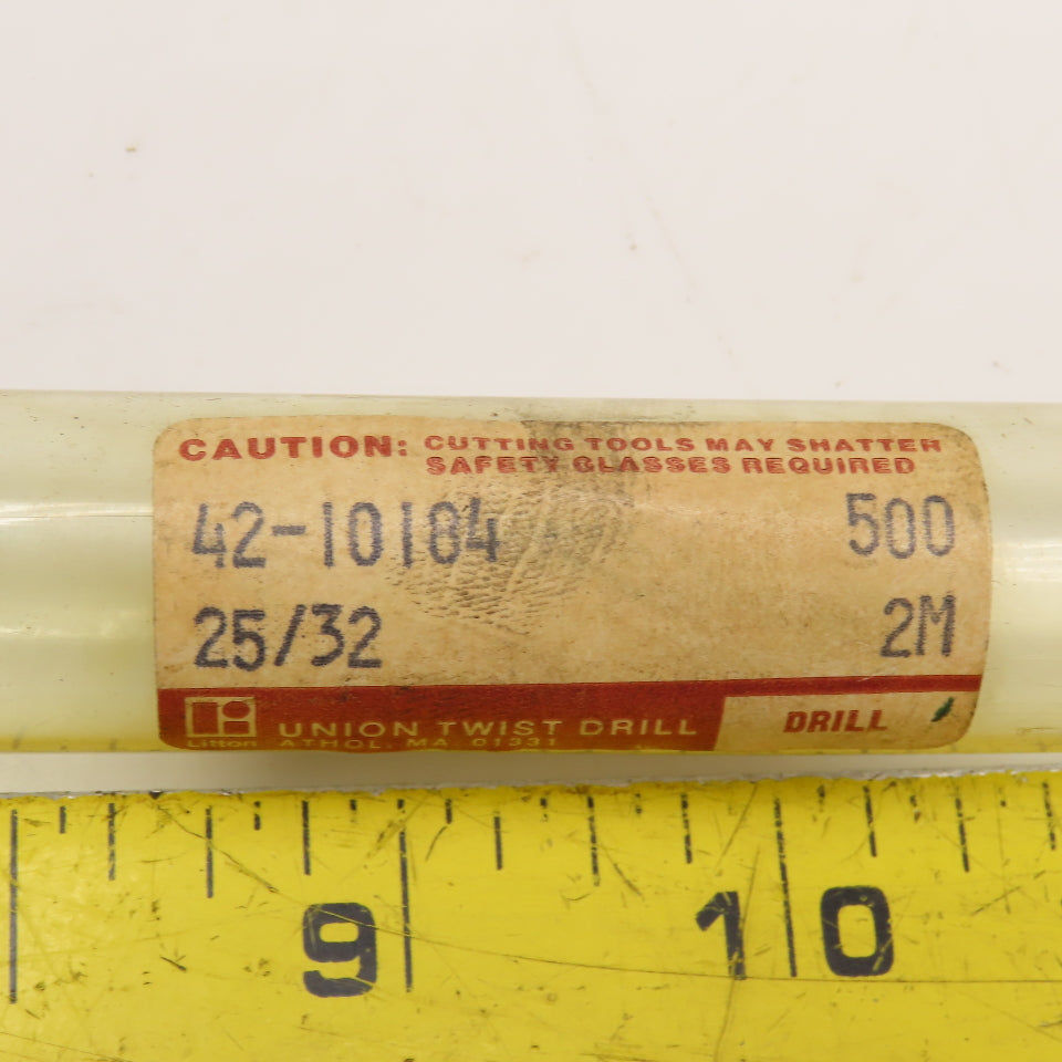 Union Twist Drill 25/32" Diam. 2 Flute Drill MT2 Shank 10" OAL