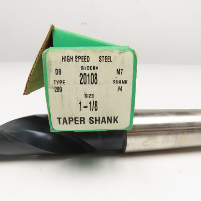 Precision Twist Drill 20108 1-1/8" Diam. 2 Flute Drill Bit MT4 Shank 118°