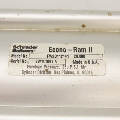 Schrader Bellows FW2D112141 Double Acting Air Cylinder 20" Stroke 3.4" Bore