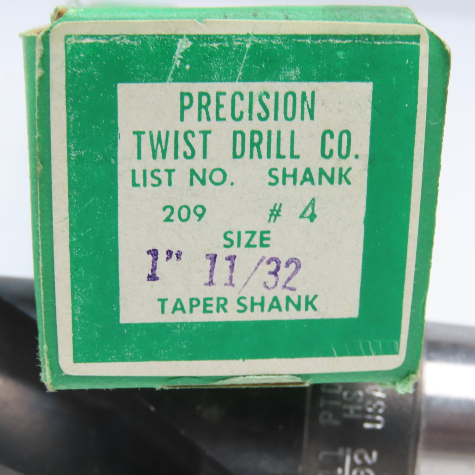 Precision Twist Drill 1-11/32" Diam. 2 Flute Drill Bit MT4 Shank 118°