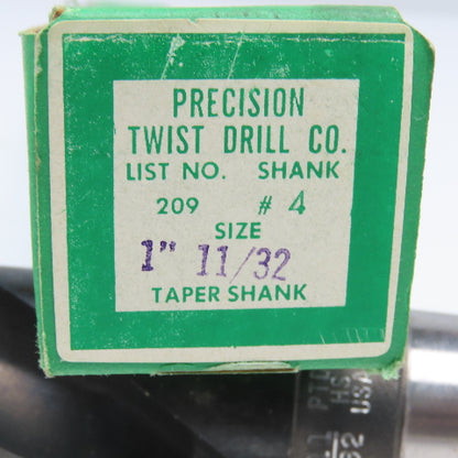 Precision Twist Drill 1-11/32" Diam. 2 Flute Drill Bit MT4 Shank 118°