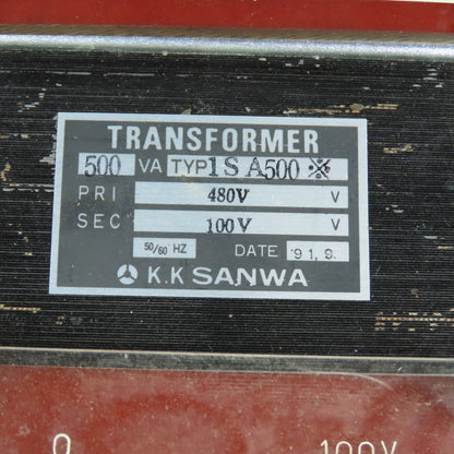 K.K. Sanwa 1SA500 500VA 1PH Transformer Pri 480V Sec 100V 50/60HZ Tested