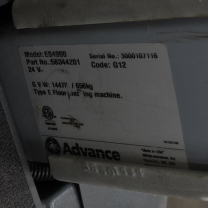 Advance ES4000 24V Battery Ride-On Carpet Cleaner Extractor Wet Dry Vacuum