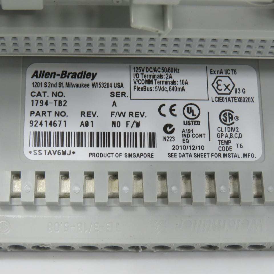 Allen Bradley 1794-TB2 Ser A Flex I/O Terminal Base Unit (Clean)
