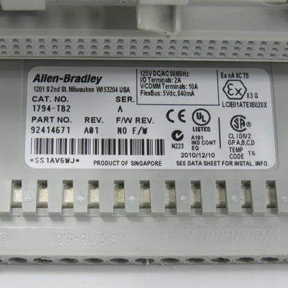 Allen Bradley 1794-TB2 Ser A Flex I/O Terminal Base Unit (Clean)