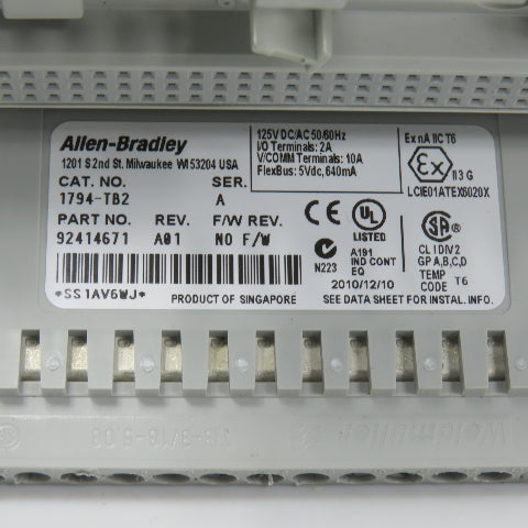 Allen Bradley 1794-TB2 Ser A Flex I/O Terminal Base Unit (Clean)
