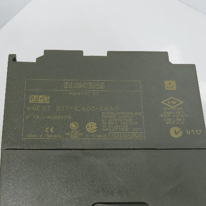 Siemens 307-1EA00-0AA0 Simatic S7 24VDC 5A Power Supply 120/230V Input (Clean)