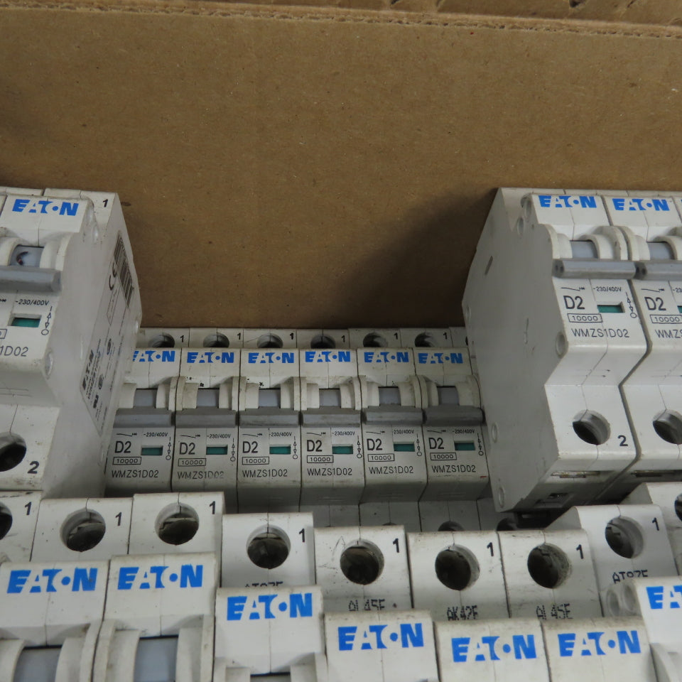 Eaton WMZS1D02 D2 2A 1-Pole Rail Mount Circuit Breaker 230/400VAC HUGE Lot Of 83