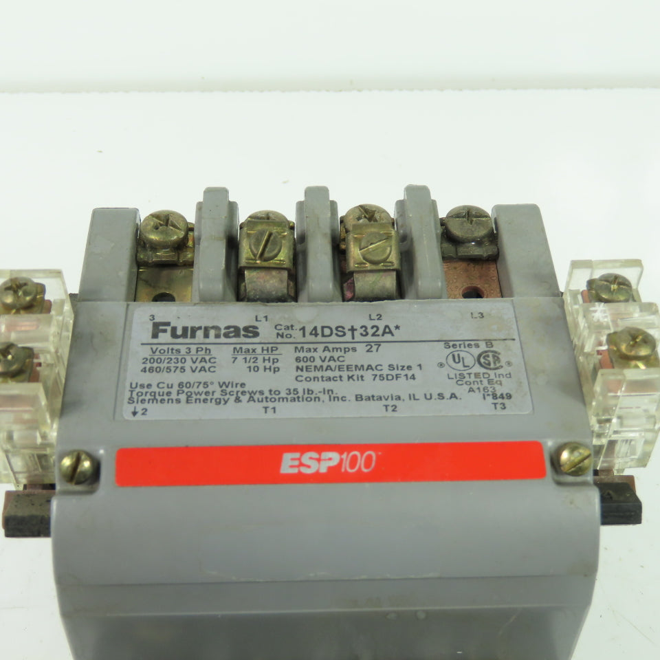 Furnas 14DST32A Size 1 10HP Motor Starter 600VAC 27A W/ 48ASD3M20 Overload Relay