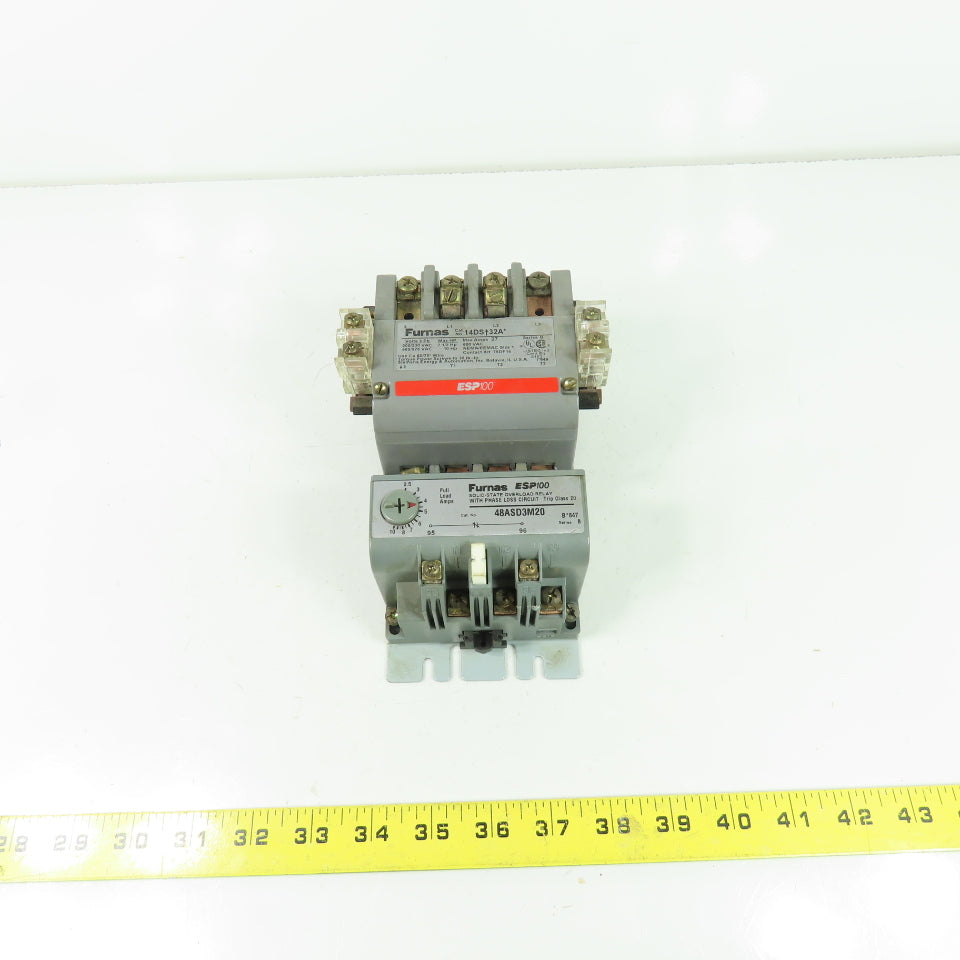 Furnas 14DST32A Size 1 10HP Motor Starter 600VAC 27A W/ 48ASD3M20 Overload Relay